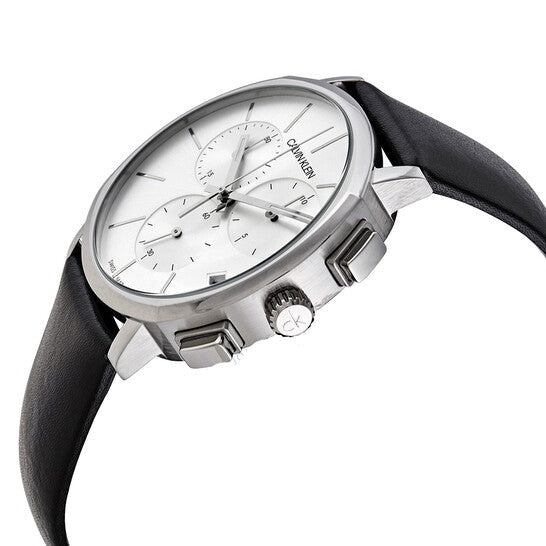  Shop Authentic Calvin Klein Posh Silver Dial Black Leather Strap Watch for Men - K8Q371C6 - Luxxuri