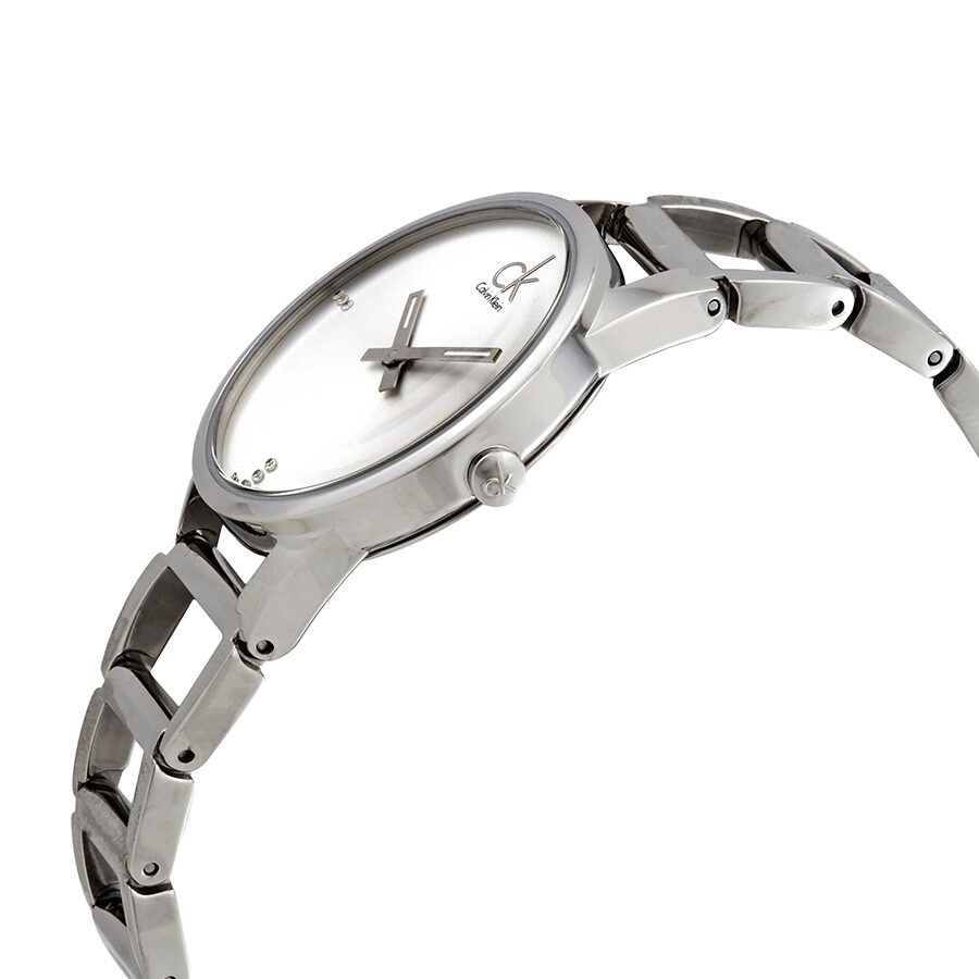  Shop Authentic Calvin Klein Stately Silver Dial Silver Steel Strap Watch for Women - K3G2312W - Luxxuri