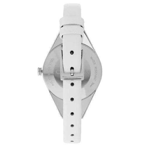  Shop Authentic Calvin Klein Rebel White Black Dial White Leather Strap Watch for Women - K8P231L1 - Luxxuri