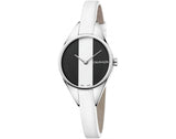  Shop Authentic Calvin Klein Rebel White Black Dial White Leather Strap Watch for Women - K8P231L1 - Luxxuri