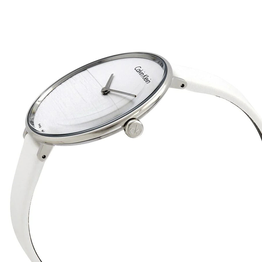  Shop Authentic Calvin Klein Rise White Grey Dial White Leather Strap Watch for Women - K7A231L6 - Luxxuri