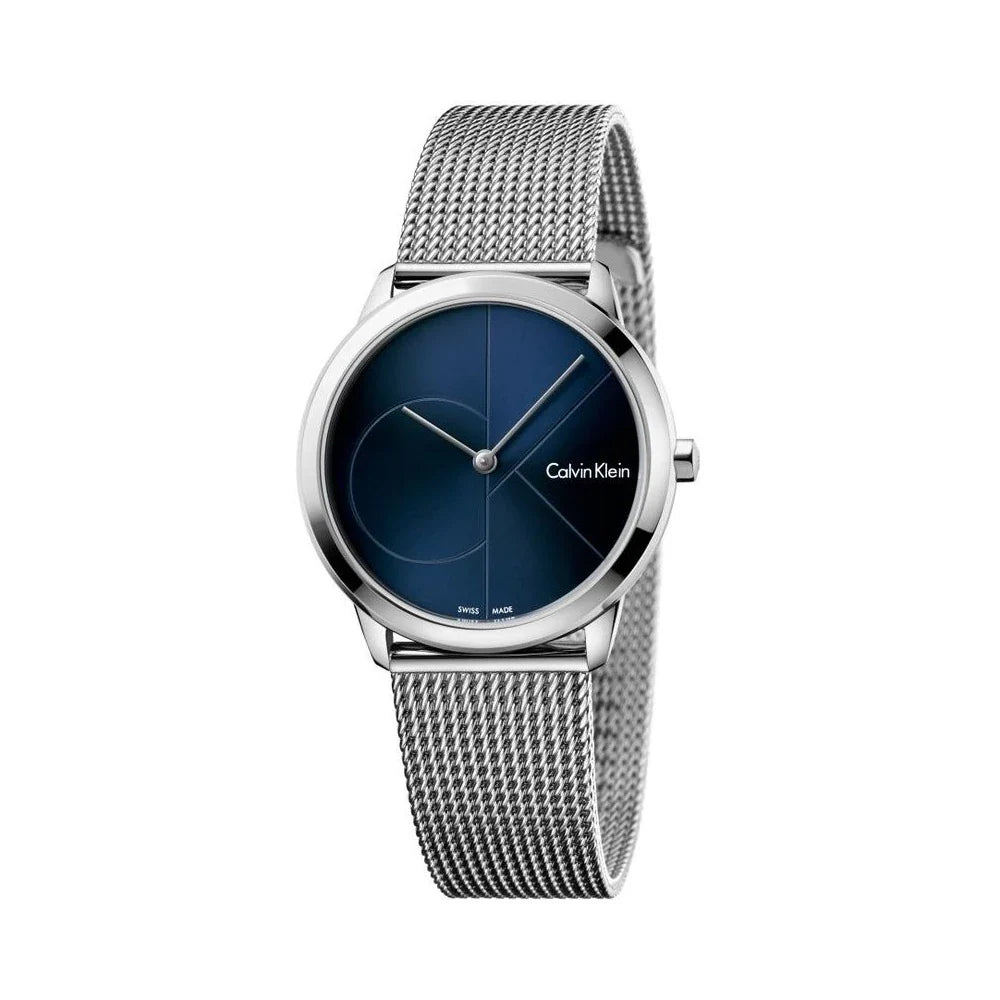  Shop Authentic Calvin Klein Minimal Blue Dial Silver Mesh Bracelet Watch for Women - K3M2212N - Luxxuri