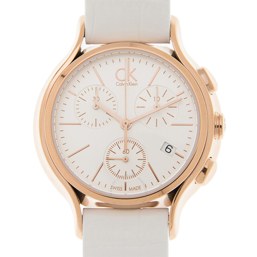  Shop Authentic Calvin Klein Skirt Chronograph White Dial White Leather Strap Watch for Women - K2U296L6 - Luxxuri