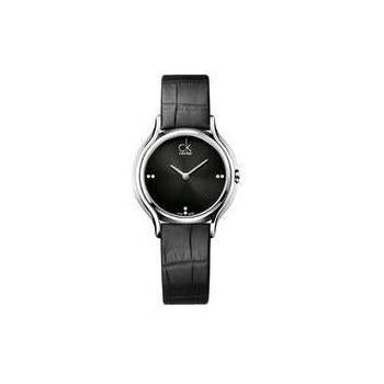  Shop Authentic Calvin Klein Skirt Black Dial Black Leather Strap Watch for Women - K2U231CS - Luxxuri