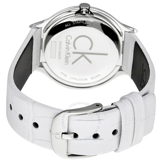  Shop Authentic Calvin Klein Skirt White Dial White Leather Strap Watch for Women - K2U231K6 - Luxxuri