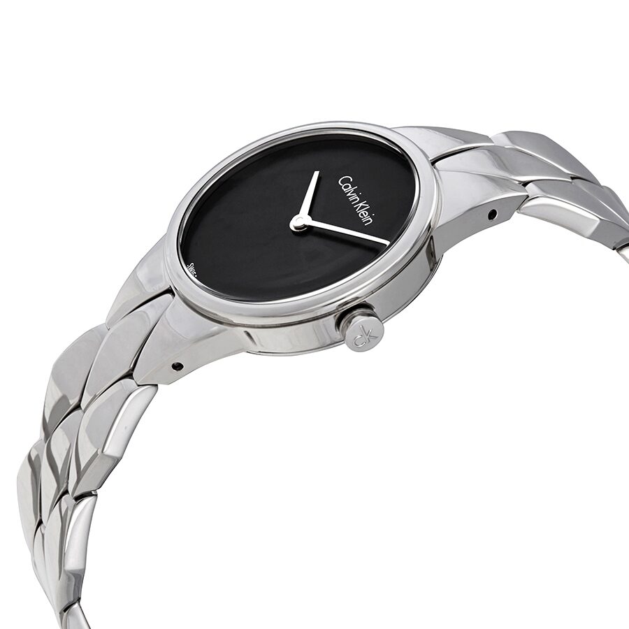 Calvin Klein Snake Black Dial Silver Steel Strap Watch For Women - K6E23141