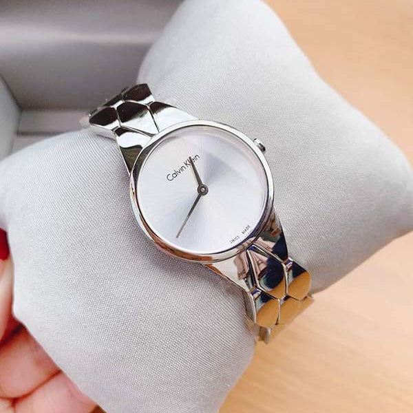  Shop Authentic Calvin Klein Snake Silver Dial Silver Steel Strap Watch For Women - K6E23146 - Luxxuri