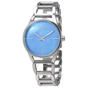  Shop Authentic Calvin Klein Stately Blue Mother of Pearl Dial Silver Steel Strap Watch for Women - K3G2312N - Luxxuri