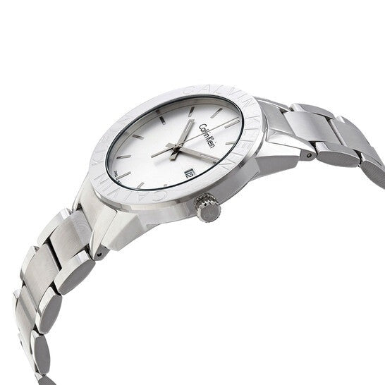  Shop Authentic Calvin Klein Steady Silver Dial Silver Steel Strap Watch for Women - K7Q21146 - Luxxuri