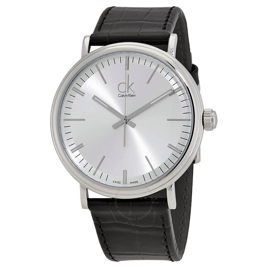  Shop Authentic Calvin Klein Surround Silver Dial Black Leather Strap Watch for Men - K3W211C6 - Luxxuri