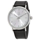  Shop Authentic Calvin Klein Surround Silver Dial Black Leather Strap Watch for Men - K3W211C6 - Luxxuri