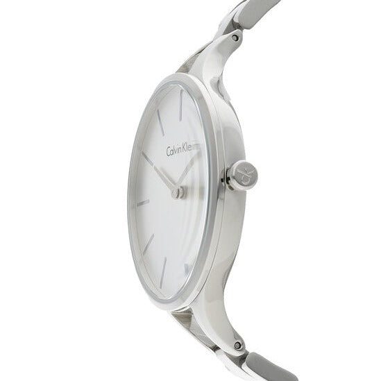  Shop Authentic Calvin Klein Graphic White Dial Silver Steel Strap Watch for Women - K7E23146 - Luxxuri