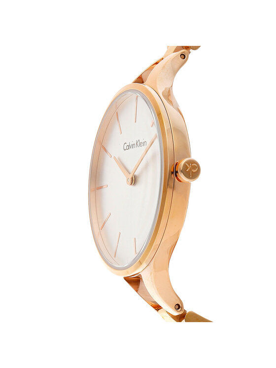  Shop Authentic Calvin Klein Graphic Silver Dial Rose Gold Steel Strap Watch for Women - K7E23646 - Luxxuri
