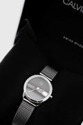  Shop Authentic Calvin Klein Minimal Grey Dial Silver Mesh Bracelet Watch for Women - K3M2312X - Luxxuri