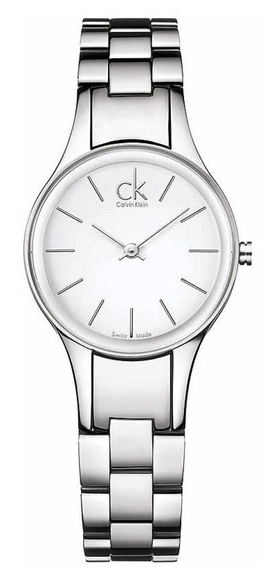  Shop Authentic Calvin Klein Simplicity White Dial Silver Steel Strap Watch for Women - K4323126 - Luxxuri