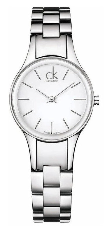  Shop Authentic Calvin Klein Simplicity White Dial Silver Steel Strap Watch for Women - K4323126 - Luxxuri