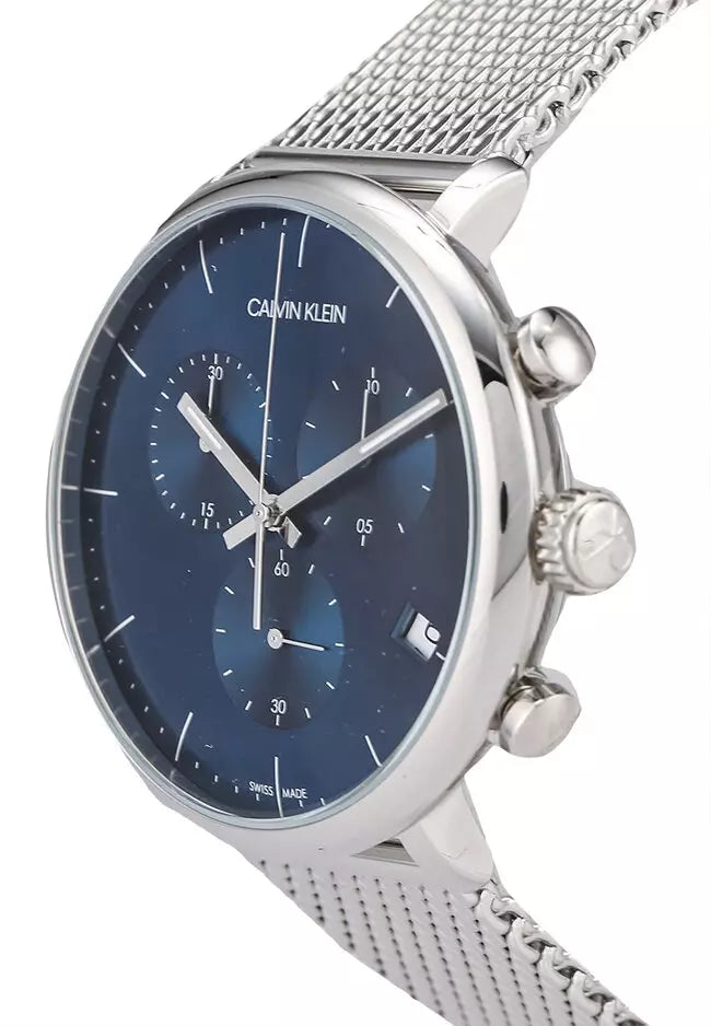  Shop Authentic Calvin Klein High Noon Chronograph Blue Dial Silver Mesh Bracelet Watch for Men - K8M2712N - Luxxuri