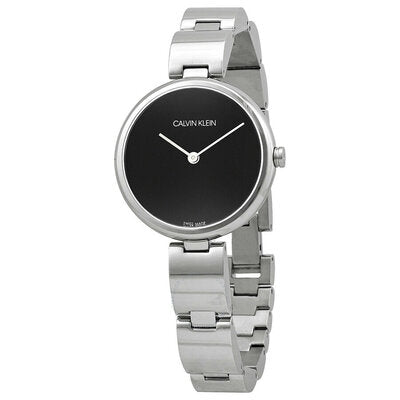  Shop Authentic Calvin Klein Wavy Black Dial Silver Steel Strap Watch for Women - K9U23141 - Luxxuri