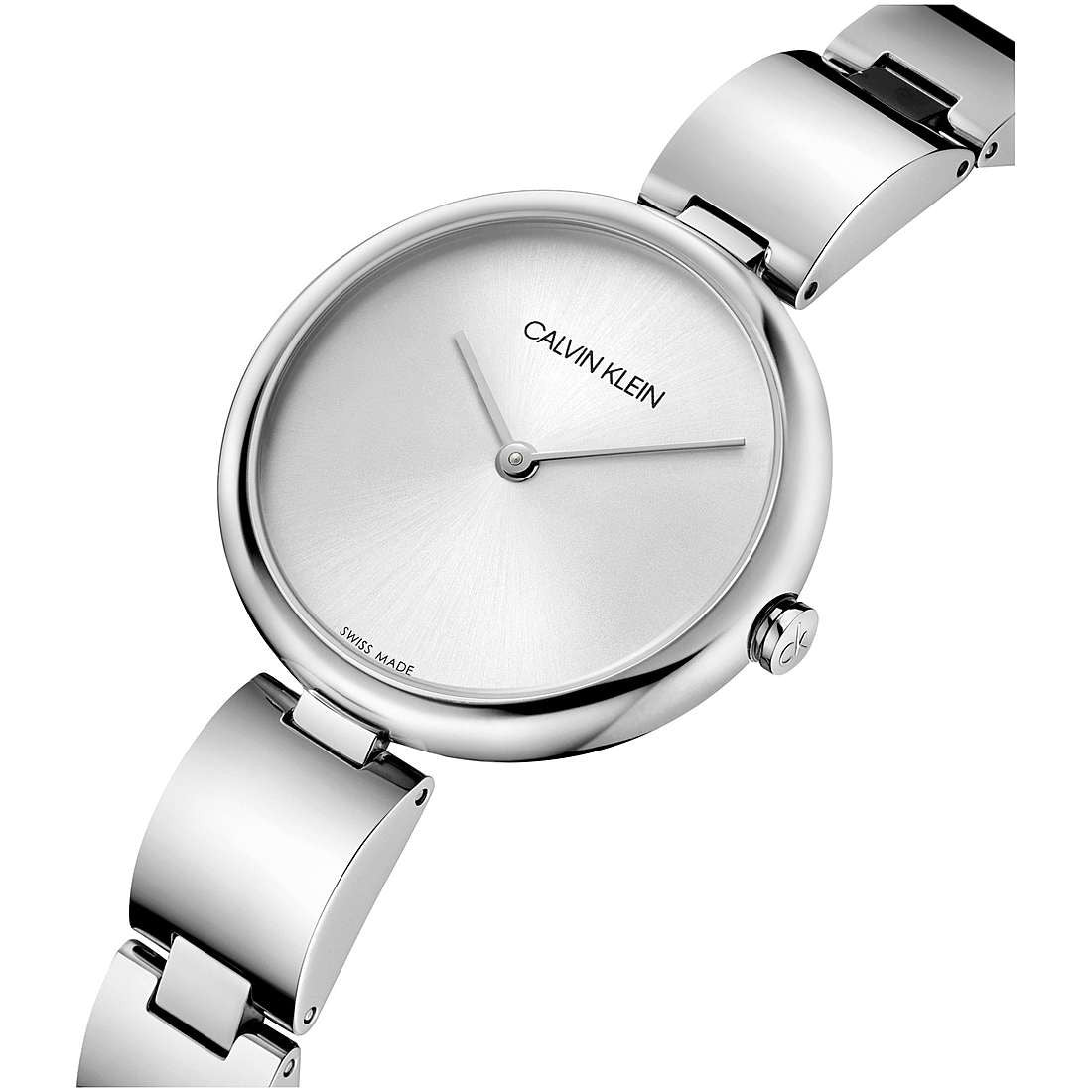  Shop Authentic Calvin Klein Wavy Silver Dial Silver Steel Strap Watch for Women - K9U23146 - Luxxuri