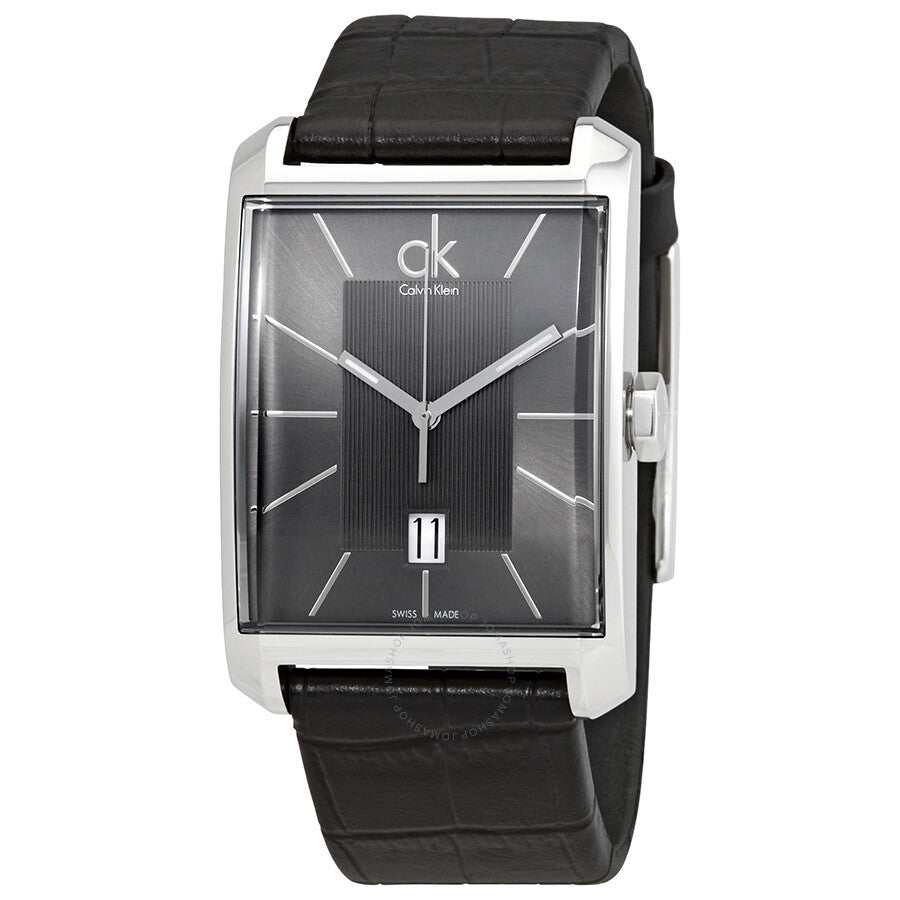  Shop Authentic Calvin Klein Window Black Dial Black Leather Strap Watch for Men - K2M21107 - Luxxuri