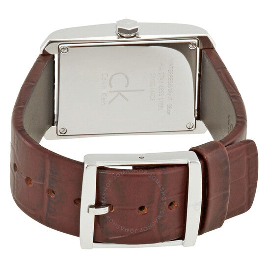  Shop Authentic Calvin Klein Window Silver Dial Brown Leather Strap Watch for Women - K2M23126 - Luxxuri