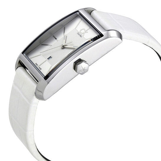  Shop Authentic Calvin Klein Window White Dial White Leather Strap Watch for Women - K2M23120 - Luxxuri