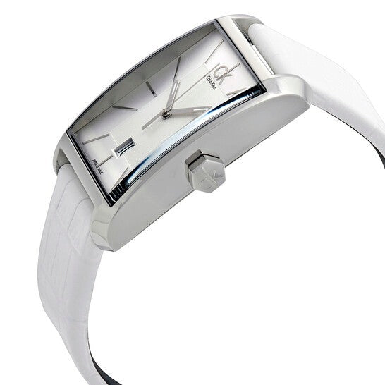  Shop Authentic Calvin Klein Window White Dial White Leather Strap Watch for Men - K2M21120 - Luxxuri