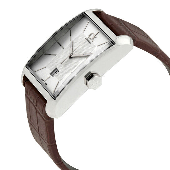  Shop Authentic Calvin Klein Window Silver Dial Brown Leather Strap Watch for Men - K2M21126 - Luxxuri