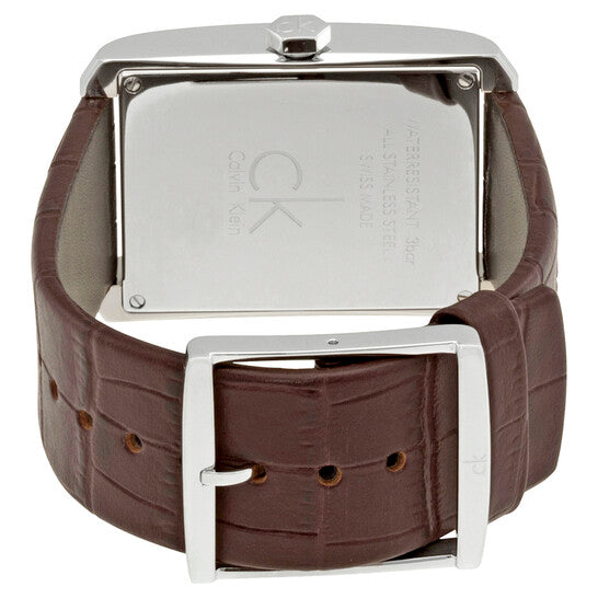  Shop Authentic Calvin Klein Window Silver Dial Brown Leather Strap Watch for Men - K2M21126 - Luxxuri