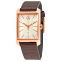  Shop Authentic Calvin Klein Window White Dial Brown Leather Strap Watch for Women - K2M23620 - Luxxuri