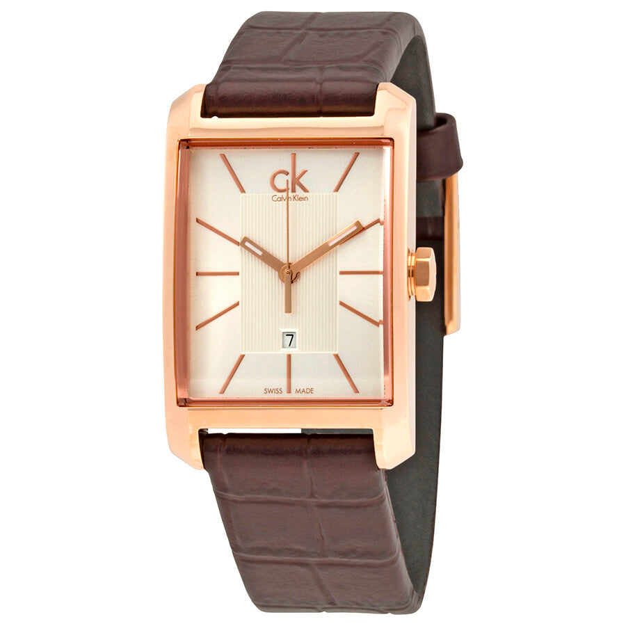  Shop Authentic Calvin Klein Window White Dial Brown Leather Strap Watch for Women - K2M23620 - Luxxuri