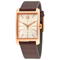  Shop Authentic Calvin Klein Window White Dial Brown Leather Strap Watch for Women - K2M23620 - Luxxuri