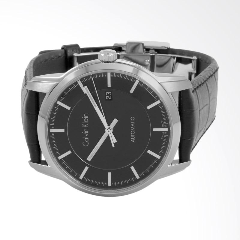  Shop Authentic Calvin Klein Infinity Automatic Black Dial Black Leather Strap Watch for Men - K5S341C1 - Luxxuri