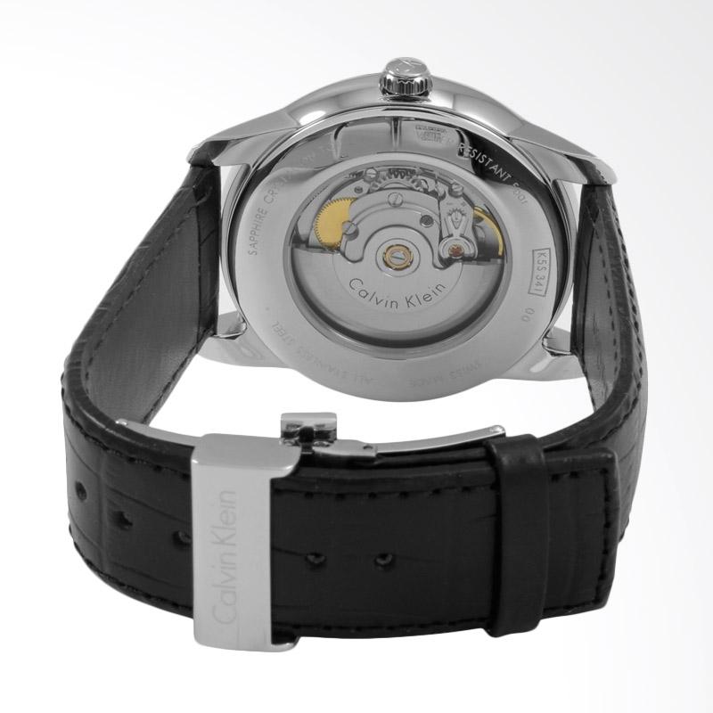  Shop Authentic Calvin Klein Infinity Automatic Black Dial Black Leather Strap Watch for Men - K5S341C1 - Luxxuri