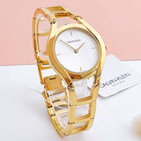  Shop Authentic Calvin Klein Class White Dial Gold Steel Strap Watch for Women - K6R23526 - Luxxuri