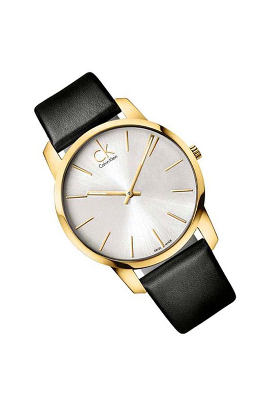  Shop Authentic Calvin Klein City Silver Dial Black Leather Strap Watch For Women - K2G23520 - Luxxuri