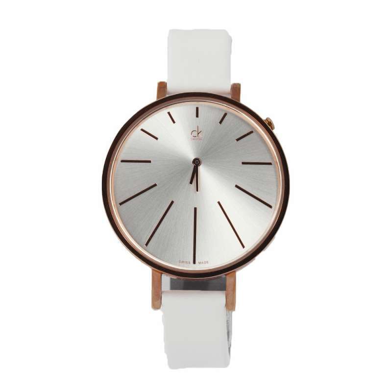  Shop Authentic Calvin Klein Equal Silver Dial White Leather Strap Watch for Women - K3E236L6 - Luxxuri