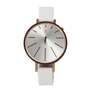  Shop Authentic Calvin Klein Equal Silver Dial White Leather Strap Watch for Women - K3E236L6 - Luxxuri