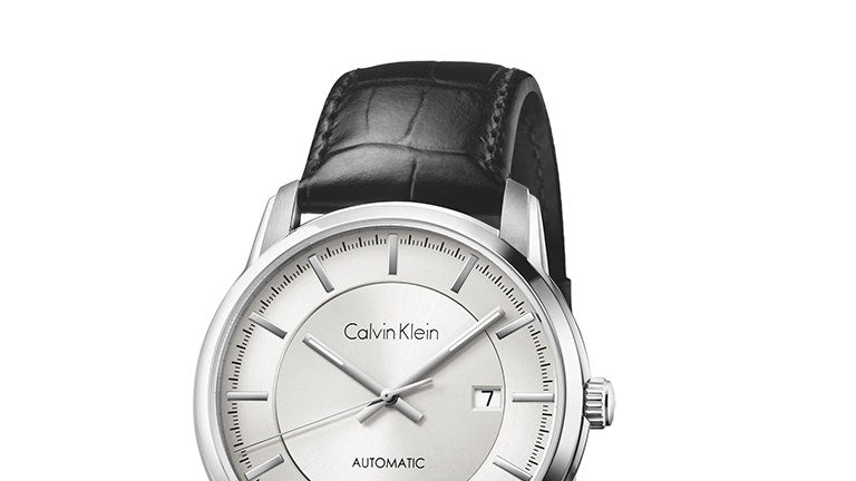  Shop Authentic Calvin Klein Infinity Silver Dial Black Leather Strap Watch for Men - K5S341C6 - Luxxuri