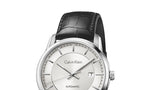  Shop Authentic Calvin Klein Infinity Silver Dial Black Leather Strap Watch for Men - K5S341C6 - Luxxuri