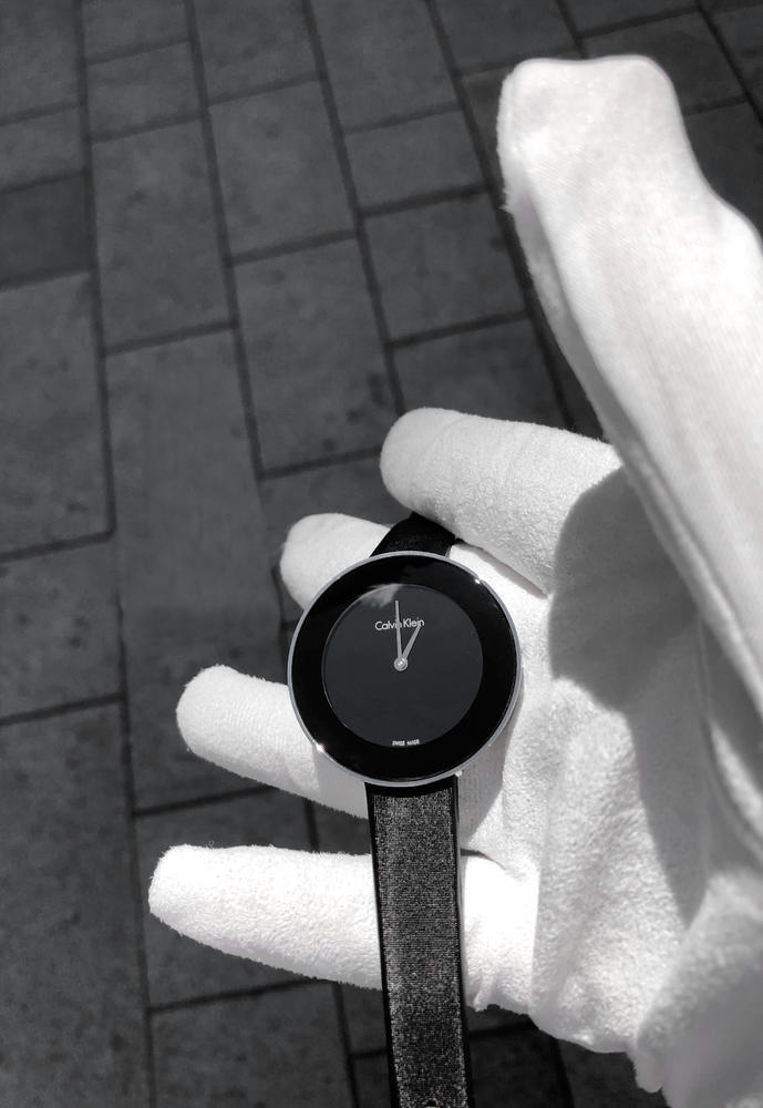  Shop Authentic Calvin Klein Chic Black Dial Black Leather Strap Watch for Women - K7N23CB1 - Luxxuri