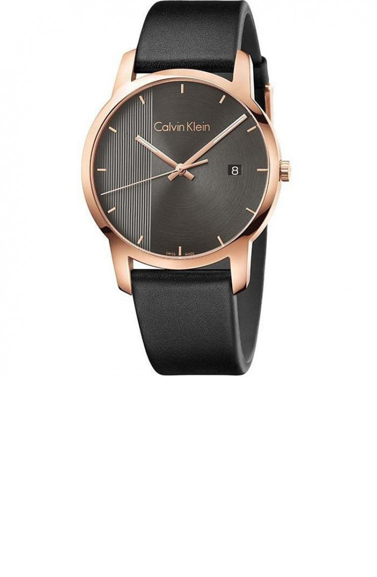  Shop Authentic Calvin Klein City Quartz Grey Dial Black Leather Strap Watch for Men - K2G2G6C3 - Luxxuri