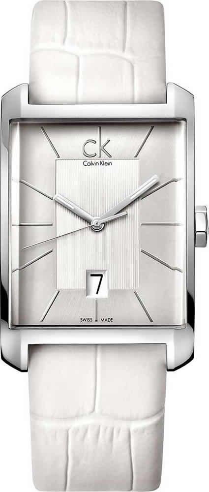  Shop Authentic Calvin Klein Window White Dial White Leather Strap Watch for Women - K2M23120 - Luxxuri