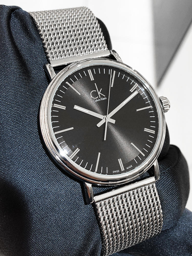  Shop Authentic Calvin Klein Surround Black Dial Silver Mesh Bracelet Watch for Men - K3W21121 - Luxxuri
