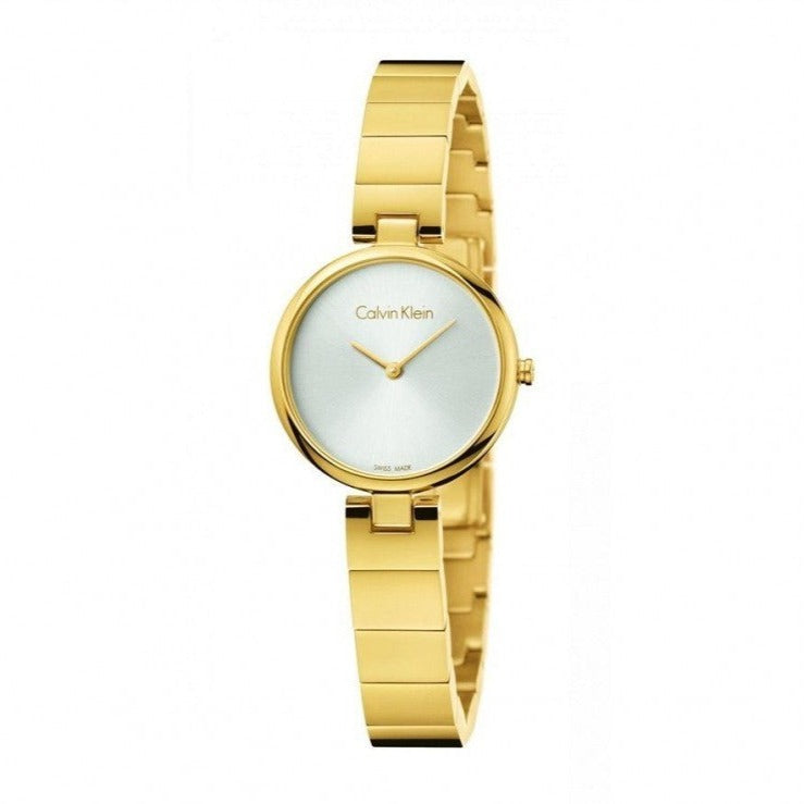  Shop Authentic Calvin Klein Authentic Silver Dial Gold Steel Strap Watch for Women - K8G23546 - Luxxuri