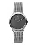  Shop Authentic Calvin Klein Minimal Grey Dial Silver Mesh Bracelet Watch for Women - K3M2212X - Luxxuri