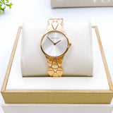  Shop Authentic Calvin Klein Snake Silver Dial Yellow Gold Steel Strap Watch For Women - K6E23546 - Luxxuri