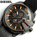  Shop Authentic Diesel Mega Chief Chronograph Black Dial Black Leather Strap Watch For Men - DZ4291 - Luxxuri