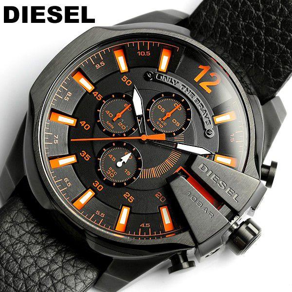  Shop Authentic Diesel Mega Chief Chronograph Black Dial Black Leather Strap Watch For Men - DZ4291 - Luxxuri