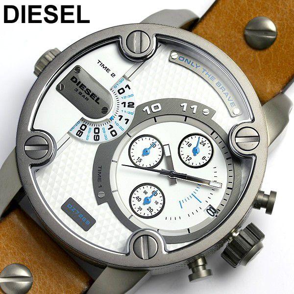  Shop Authentic Diesel SBA Dual Time Chronograph White Dial Brown Leather Strap Watch For Men - DZ7269 - Luxxuri